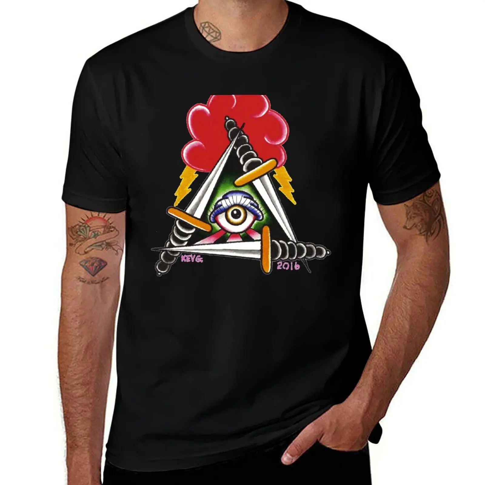 

ILLUMINATI DAGGERS - Art By Kev G T-Shirt t shirts with prints cotton t shirt pack T-Shirt