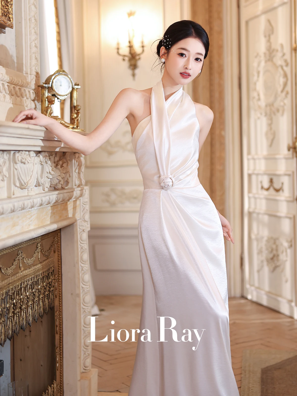 

Liora Wedding Dr White Ne Hanging Robe Bride Certifie Appliion Dr Faionable Strapl Long Evening Gown