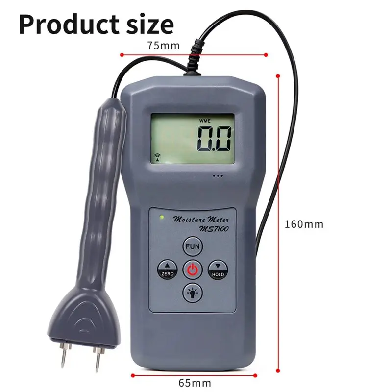 【PRICE-DROP!】MS7100 Für Holz Bambus Digitales Feuchtigkeitsmessgerät 0-80 % Bereich Pin Typ Messwerkzeug