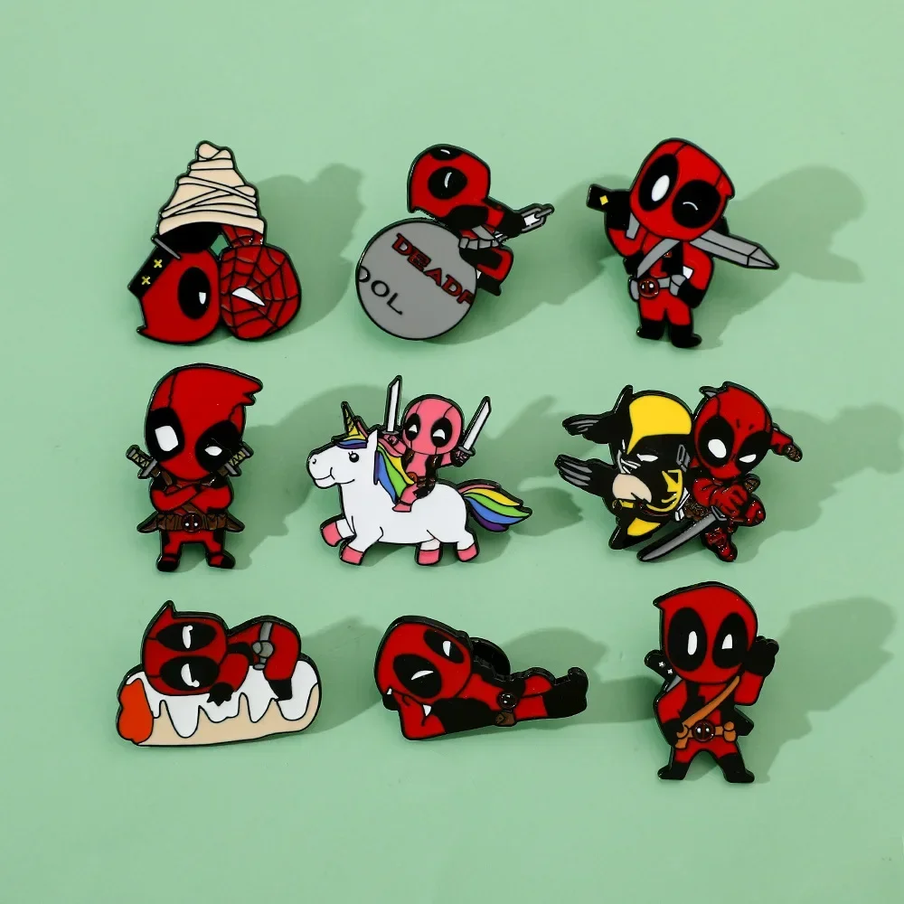 1Set Marvel Movie Deadpool & Wolverine Brooch Cartoon Creative Cute Enamel Pin Metal Badge Clothing Backpack Accessories Gifts