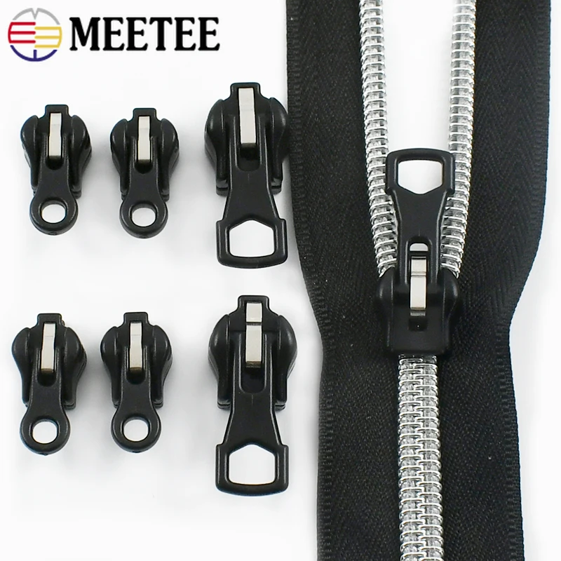 

Meetee 5-30Pcs 3# 5# Zipper Sliders for Nylon Resin Metal Zippers Bags Garments Universal Zip Puller Head DIY Sewing Accessories