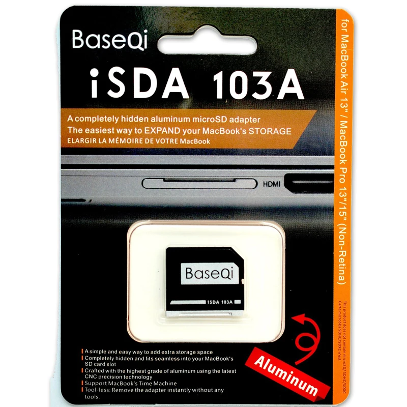 Imagem -06 - Baseqi Original para Macbook ar 13 Polegada Year20092023 Adaptador de Cartão de Alumínio Micro Leitor sd 103a