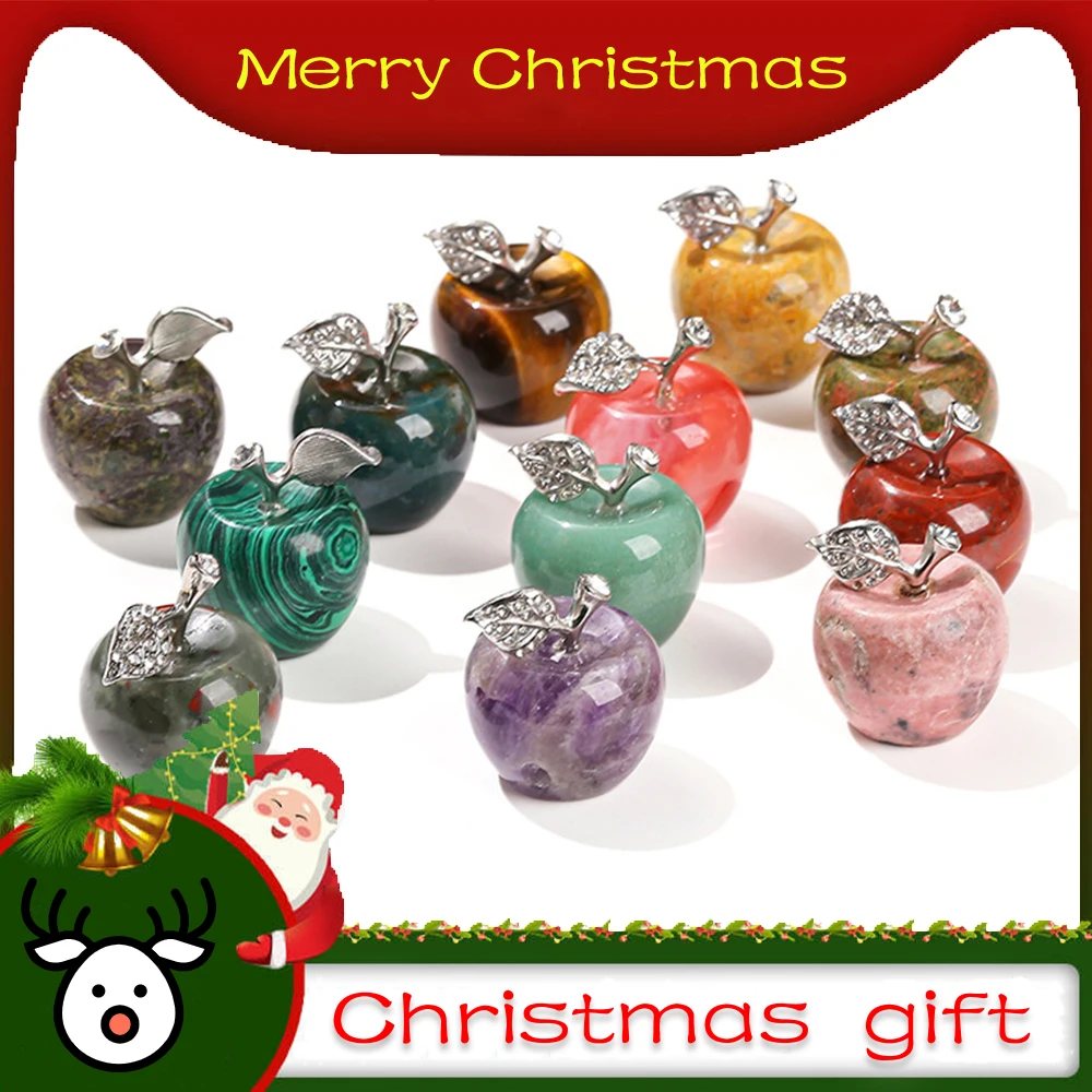 Natural Crystal Apple Quartz Jewelry Available Christmas Gift Spiritual Healing Lucky Halo Home Decoration Desktop Ornament