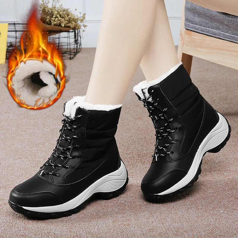 

Women Snow Boots Fashion Shoes Winter Lace-Up Cotton Shoes for Women Ankle Boots Bottes Femmes Warm Platform Sheos Botas Mujer