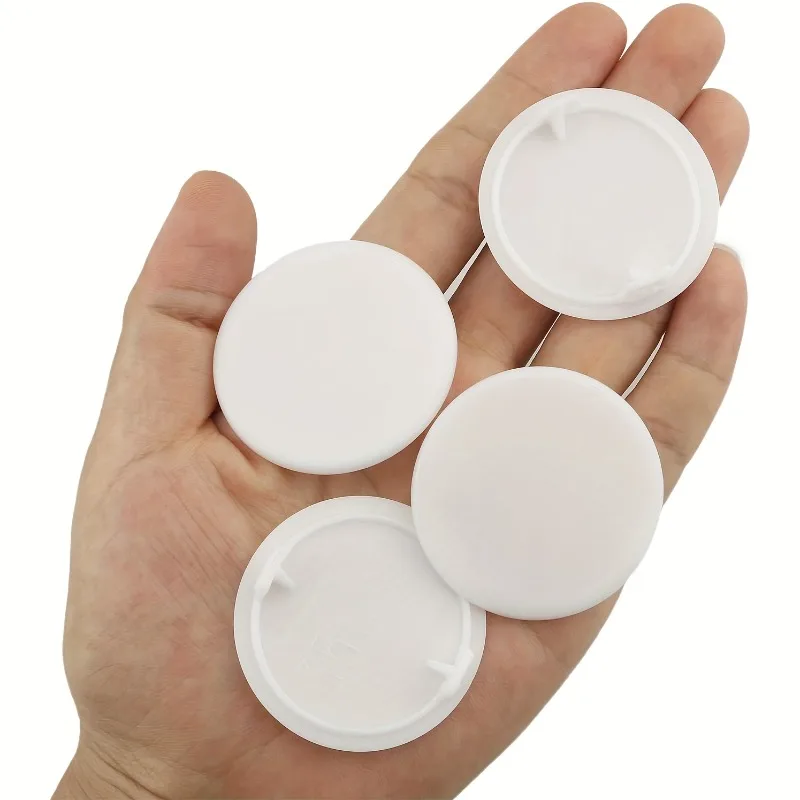 Hinge Locking Covers - Round Flat Design, White Plastic Hinge Caps for Cabinets, Furniture & Furniture Assembly