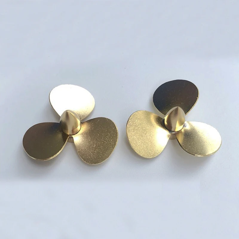 

1Pair DIY RC Electric Boat Outer Dia 35mm 3-Blade Paddle Shaft Hole M4 Positive Negative Brass Propeller Tin Soldering Process