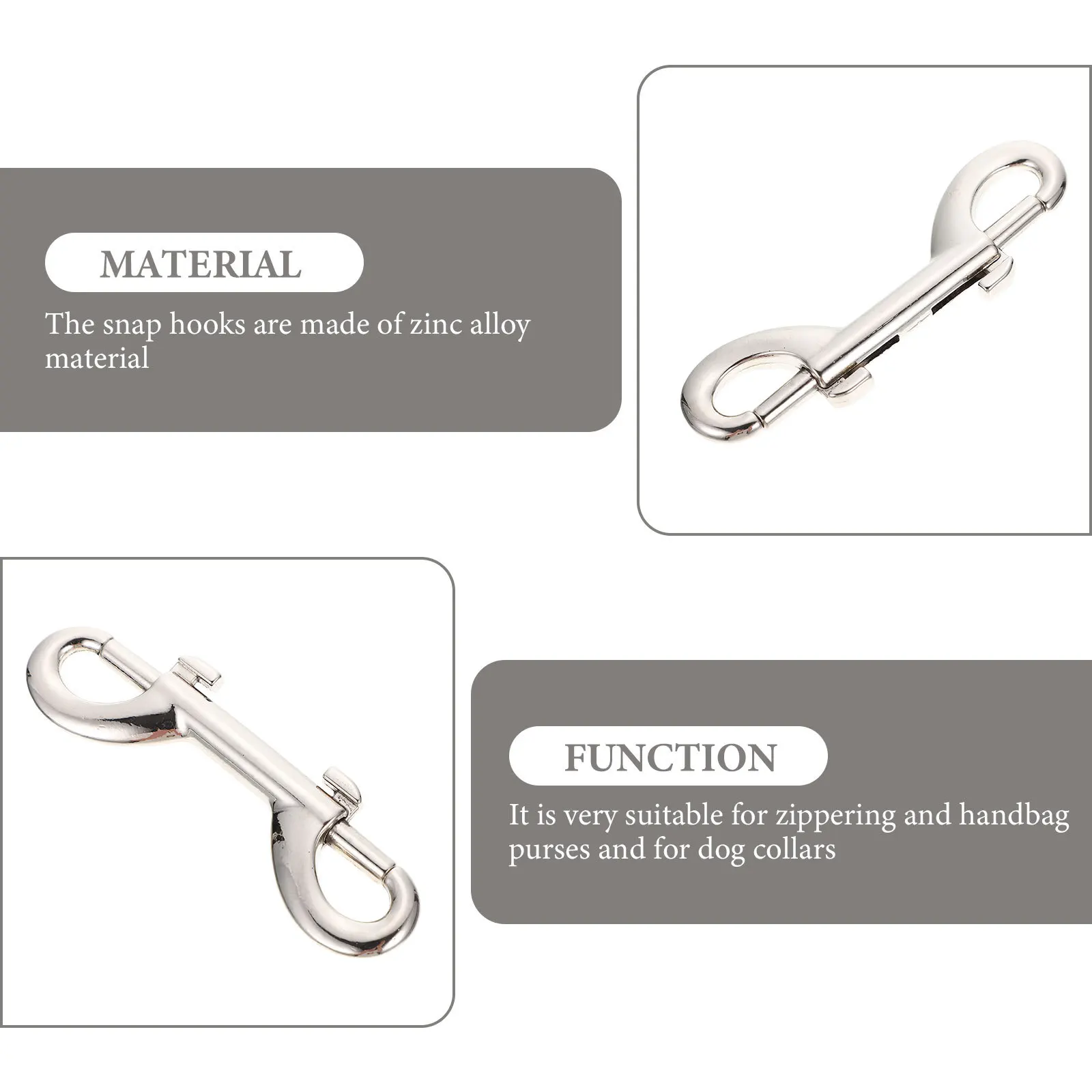 

6 Pcs Number Pet Traction Hook Double End Bolt Snap Silver Zinc Alloy Dog Chain Clips