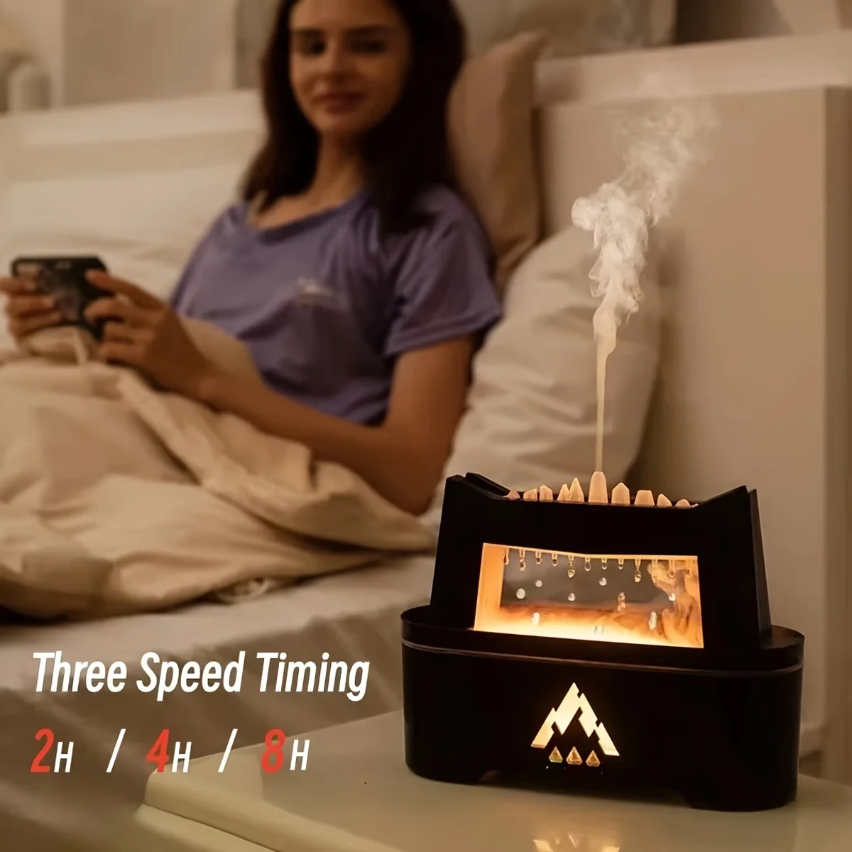 아로마 디퓨저가있는 빗방울 공기 가습기 야간 조명 편안한 물방울 소리 가정용 음소거 빗방울 전기 가습기