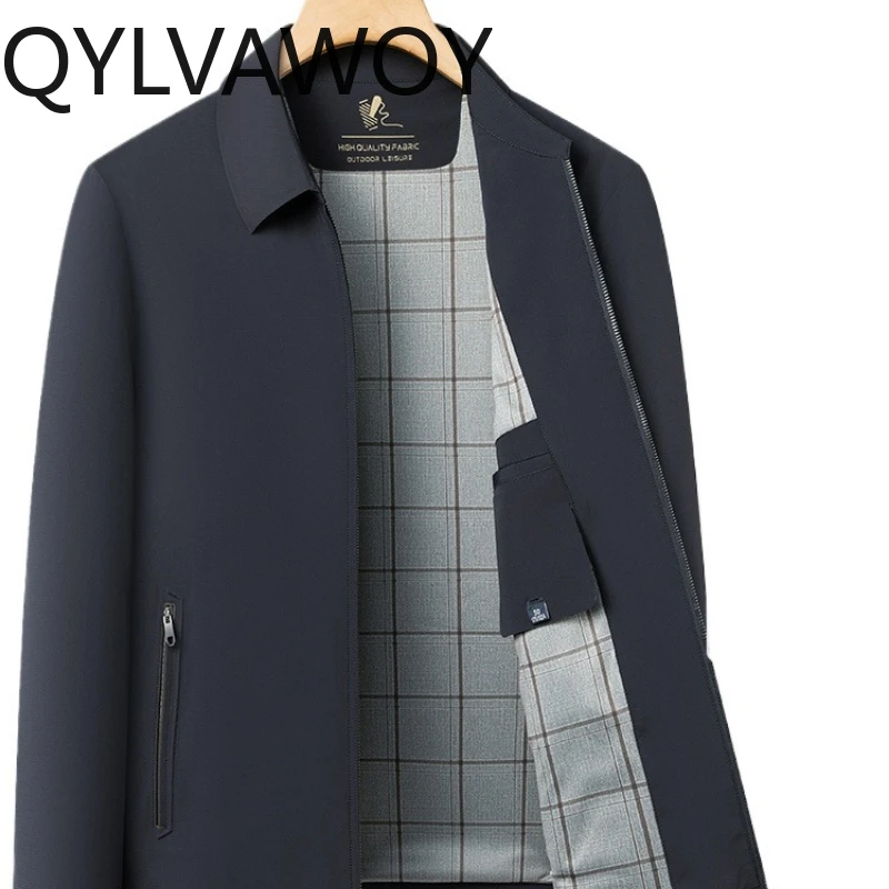 

QYLVAWOY 2022, весенне-осенняя мужская административная куртка с лацканами, повседневная верхняя одежда, стильная, удобная, качественная, LJ2743