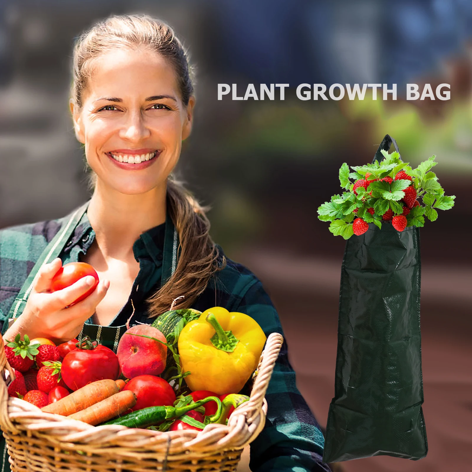 

1 PC PE Hanging Strawberry Bag Vertical Wall Mount Plant Bag Gardening Lightweight Durable Promotes Growth Improves