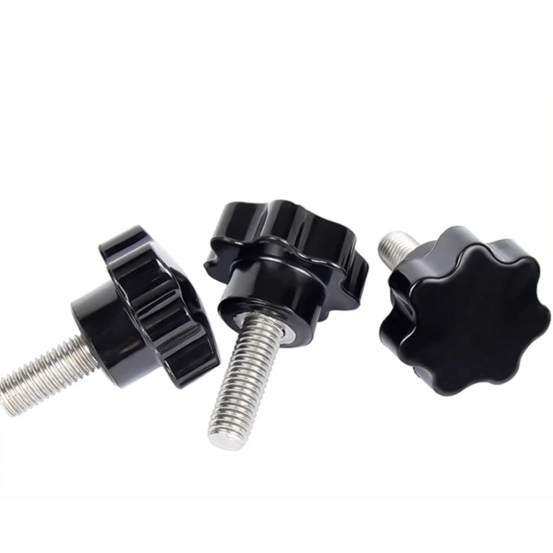 1pcs M6 M8 M10 M12 M14 M16 Hand Screw 304 Stainless Steel Handle Bakelite Bolt Knob Plum Handle Length 6-150mm Head 30/38/48/60