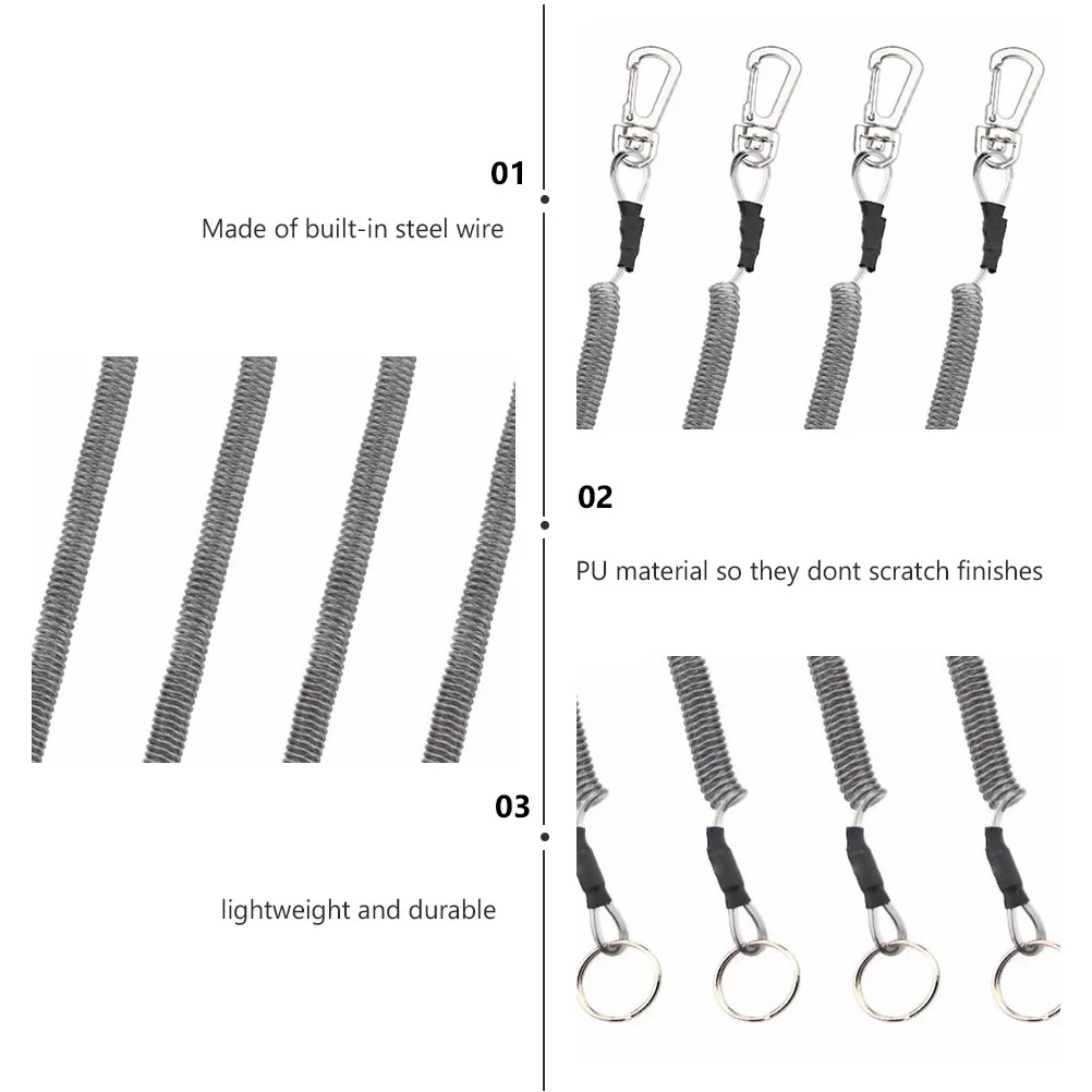 6 قطعة حامل قضيب الصيد حبل الربيع مكافحة خسر حبل لملحقات الصيد في الهواء الطلق قابل للسحب أدوات معدات الأمن المرنة