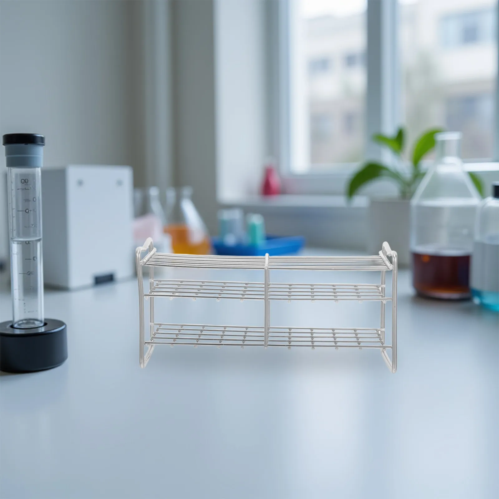 Stainless Steel Laboratory Test Tube Rack 40 Holes Stable Base Centrifuge Tube Holder Specimen Vial Organizer Drying Rack Lab