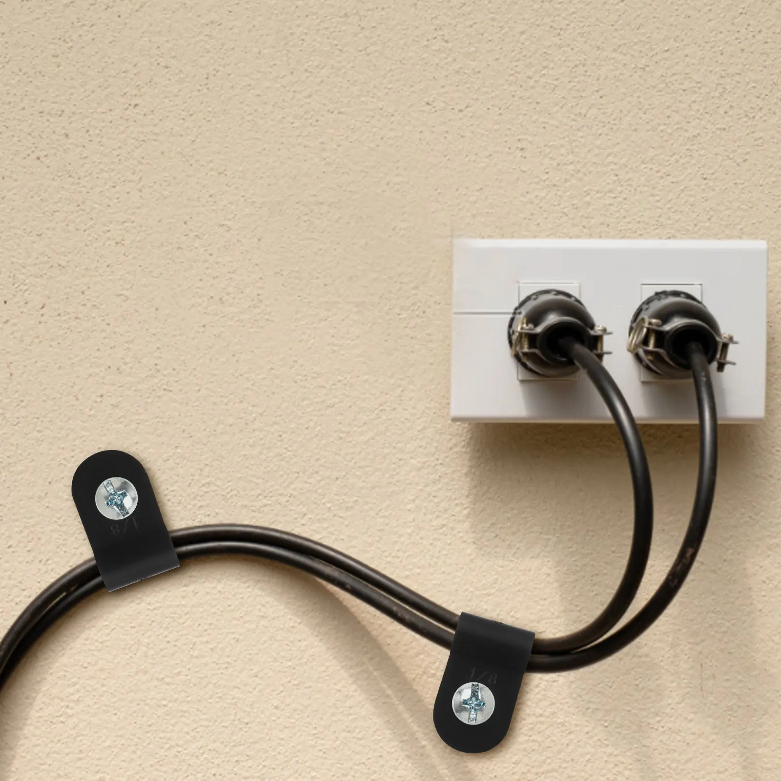 

100pcs Cable Clamp Organizer 1/8 Inch Pvc Wire Clips For Wall Mounting Audio Video Computer Cables Management Cord Holder