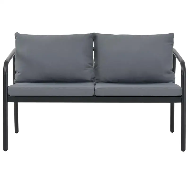 

2 Seater Patio Sofa with Cushions Gray Aluminum