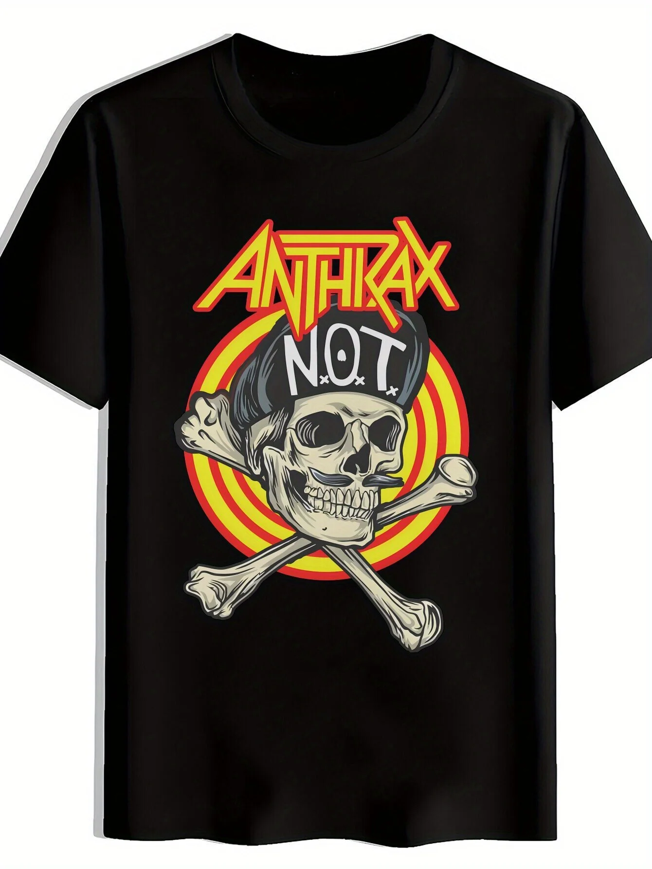 Front retro rock band men's pattern printed crew neck short-sleeved T-shirt top comfortable breathable fabric casual sports