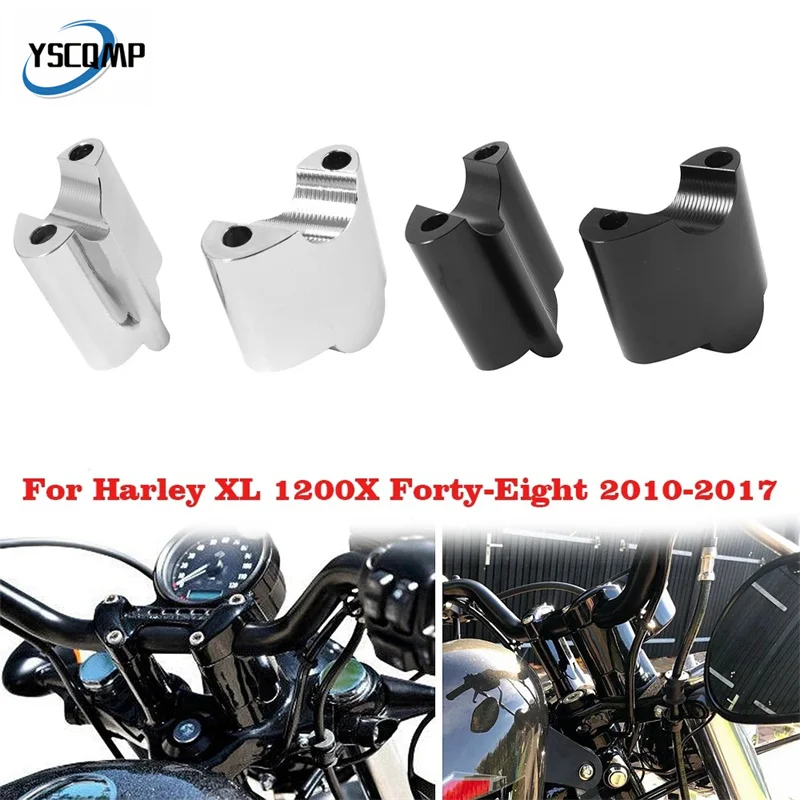 

CNC Aluminum Motorcycle Handlebar Riser Bar Mount Handle Clamp Extend Adapter for Harley Sportster XL1200X 48 1200 2010-2017