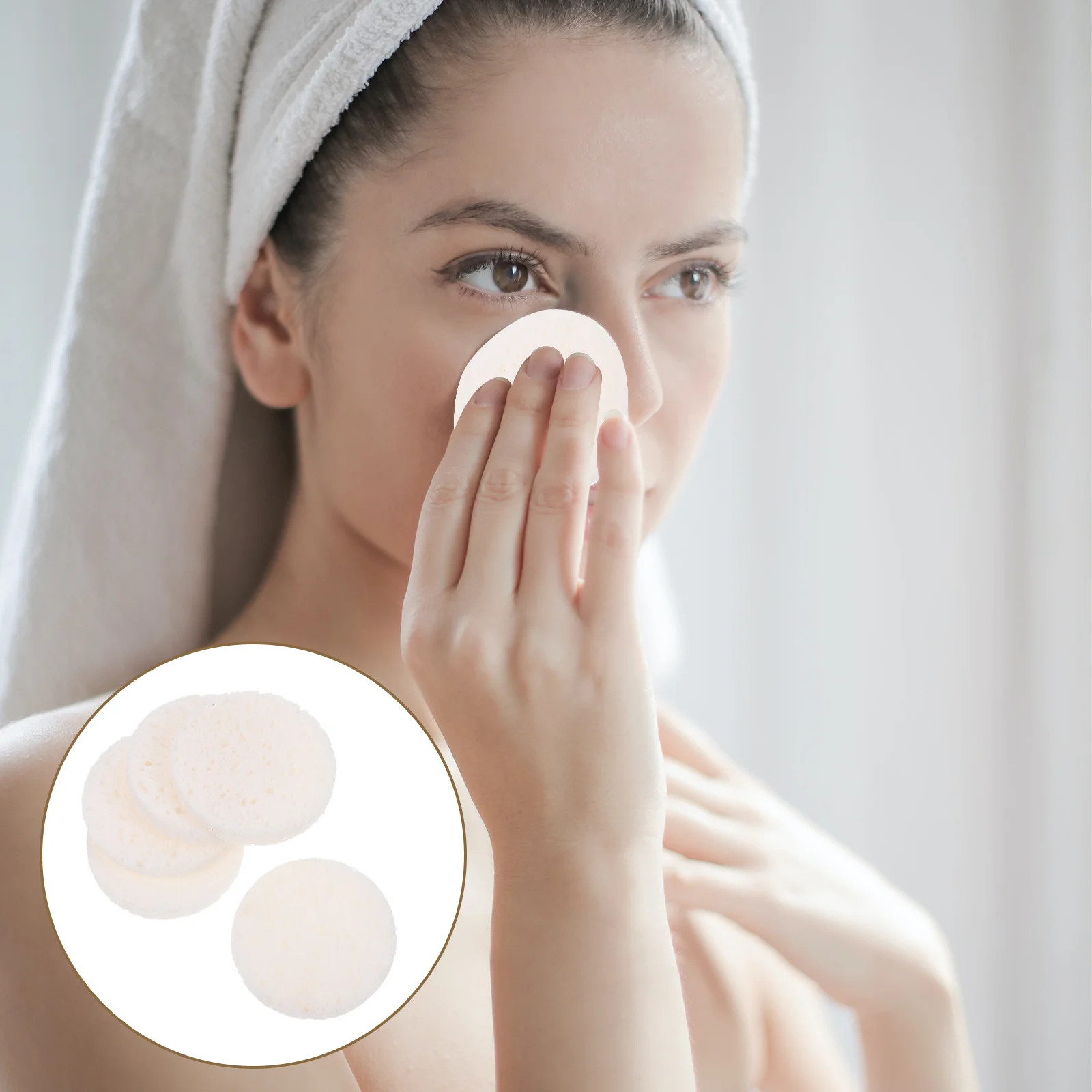 

50pcs Facial Cleaning Sponges Durable Face Puff Pads Gentle Exfoliating Makeup Removal Sensitive Skin Friendly Cleansing Tools