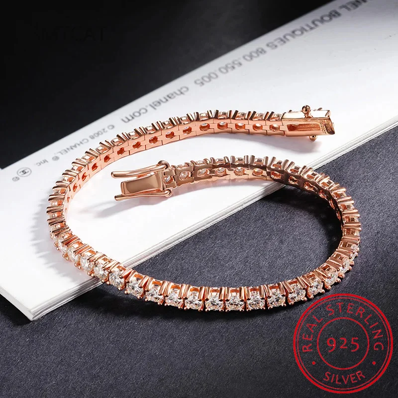 

Real D Color Full 2/2.5/3/4/5/6.5mm Moissanite Tennis Bracelet For Women S925 Silver Plated 18K Rose Gold Diamond Link Bracelet