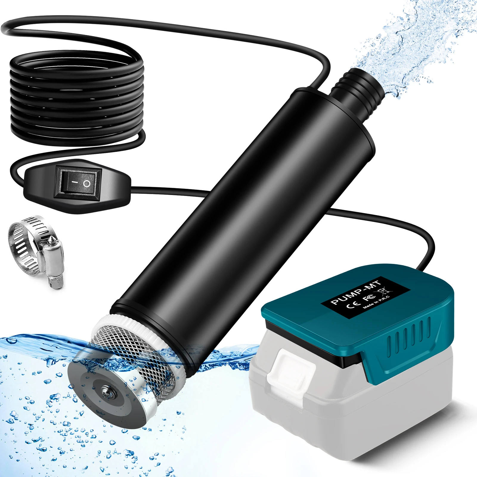 

Portable Water Transfer Pump 100W Brushless Motor 635GPH 20V Cordless Garden Pool Basement Flood Drainage for Makit-a Battery