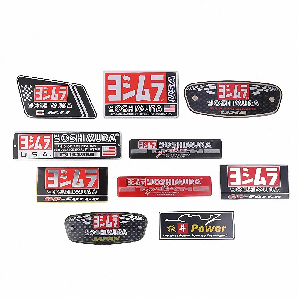 For Yoshimura Exhaust Aluminum Stickers CF MOTO Yamaha Honda Kawasaki Suzuki Motorcycle Accessories Decals Muffler Alpha AT2 R77