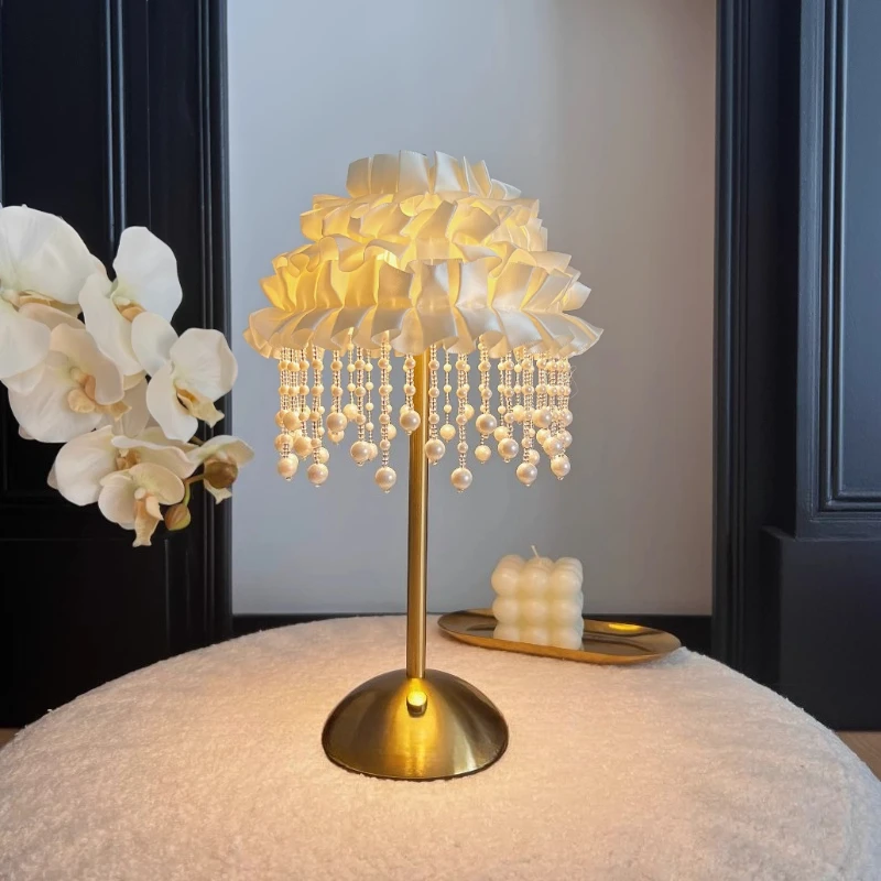 

Iron LED Desk Lamp Bedroom Bedside Desktop Table Lamps Rechargeable Minimalist Luxury Mood Light Dimmable Tricolor Home Lights