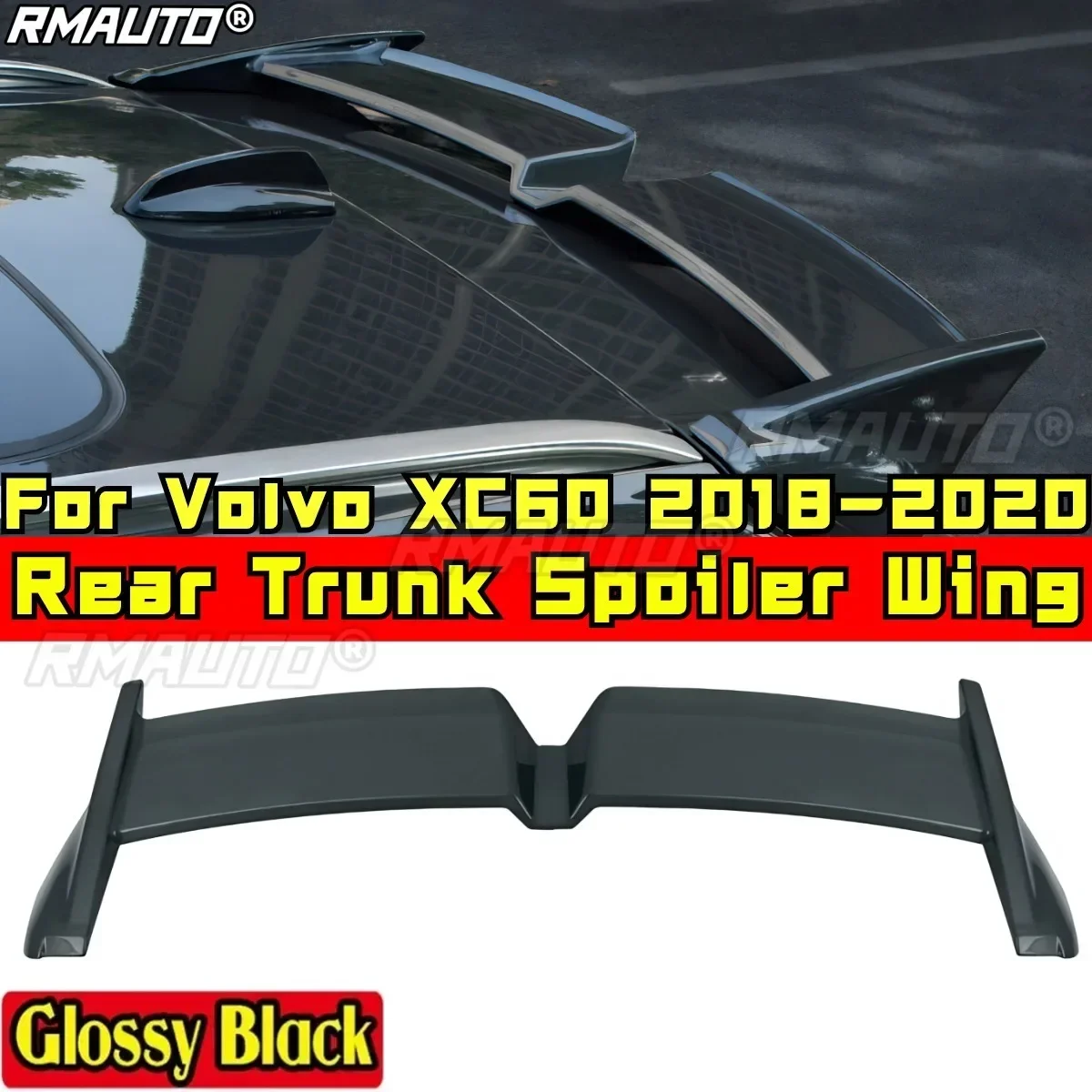 XC60 Body Kit Car Rear Trunk Spoiler Glossy Black Sport Style Rear Trunk Wing For Volvo XC60 2018-2020 Car Accessories