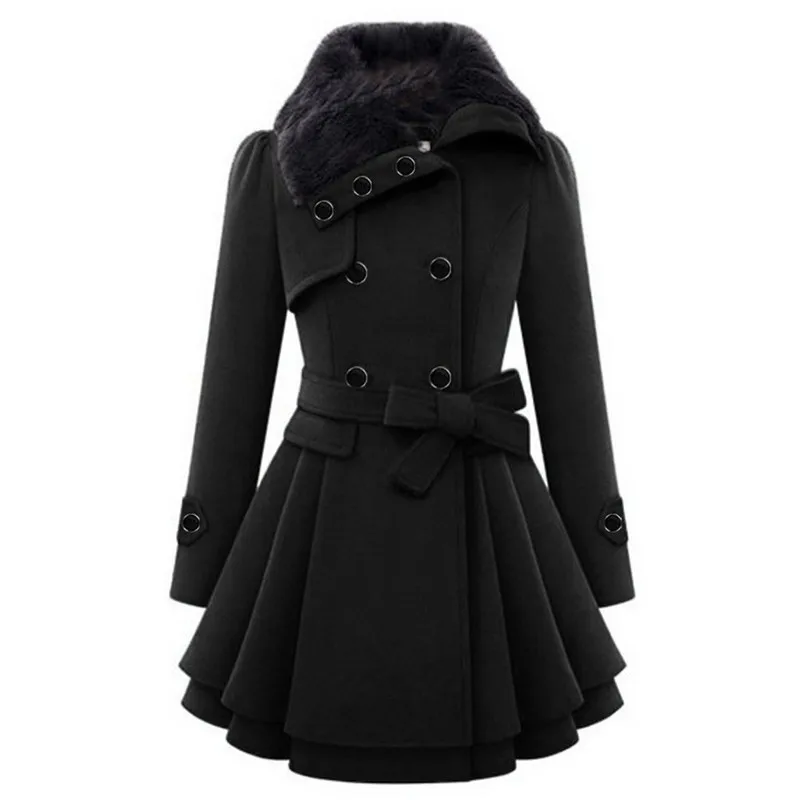 Women Coats Vintage Double Breasted Belt Slim Jackets Autumn Winter Korean Coat England Style Trench Medium-length Overcoat