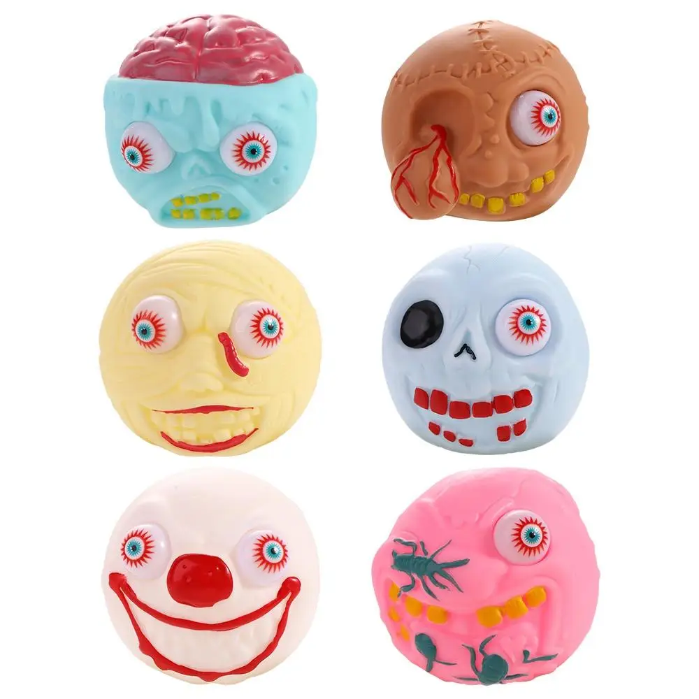 Stress Relief Soft Eye-popping Skull Toys Slow Rebound Clown Squeeze Fidget Toys Spider Brain Halloween Prank Toy Gift