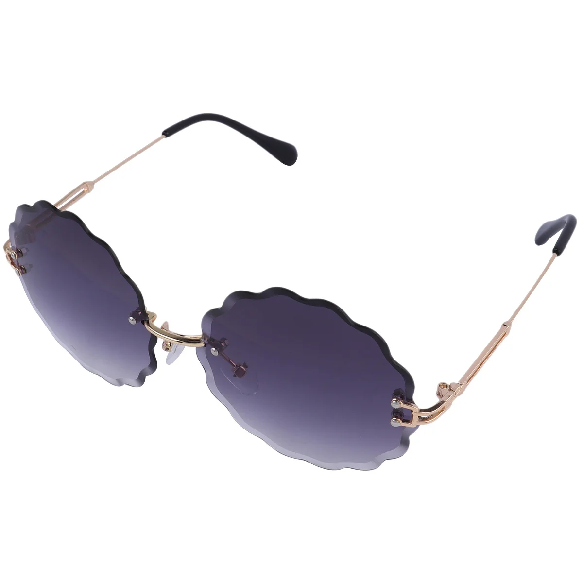 

1Pcs Sunglasses Premium Metal Frameless Petal Frame Gradient Gray Stylish Eyeglasses Women Beach Eyewear Vacation