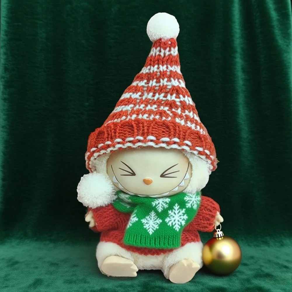 

For Labubu Clothes: Christmas Deer Set (Red Festive Outfit) for V1/V2/V3 - Labubu Outfit Holiday Gift Christmas Set