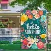 Hello Sunshine Garden Flag Summer Holiday Floral Garden Flag Vertical Double Sided Rustic Farmland Burlap Yard Lawn Outdoor  jjp