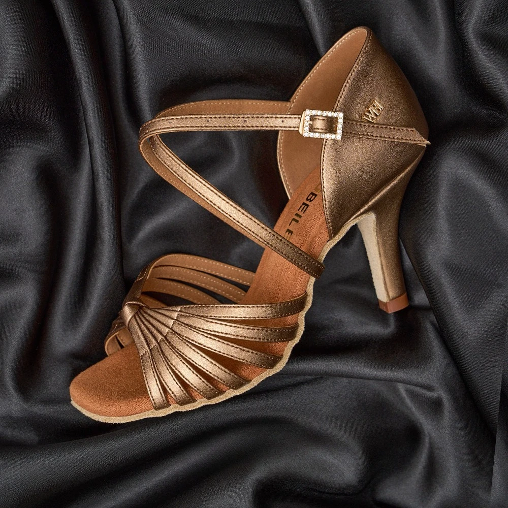 

UK Latin Dance Shoes Women's Professional Mid Heel Flexible Sole for Cha Cha Ballroom Practice