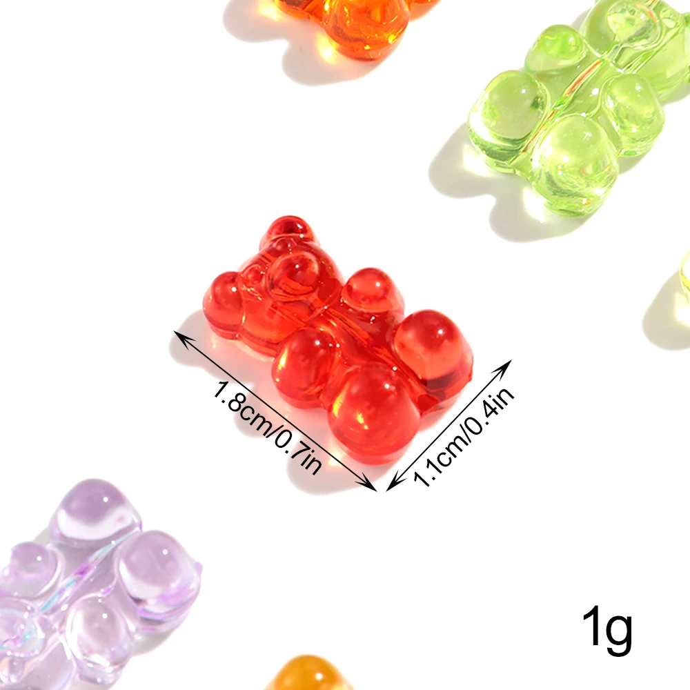 50pcs Jelly Color Bear Acrylic Beads Transparent Cute Gummy Bear Bead Charms for Jewelry Making DIY Necklace Bracelet Earrings