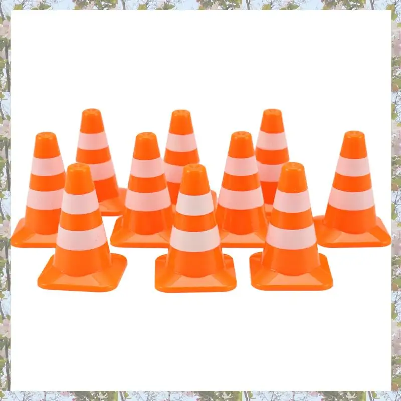 Kegle drogowe T84C-Mini 10 szt. Miniaturowe kiełki drogowe Kiełki budowlane Zestaw kiełków drogowych dla dzieci Zestaw znaków drogowych