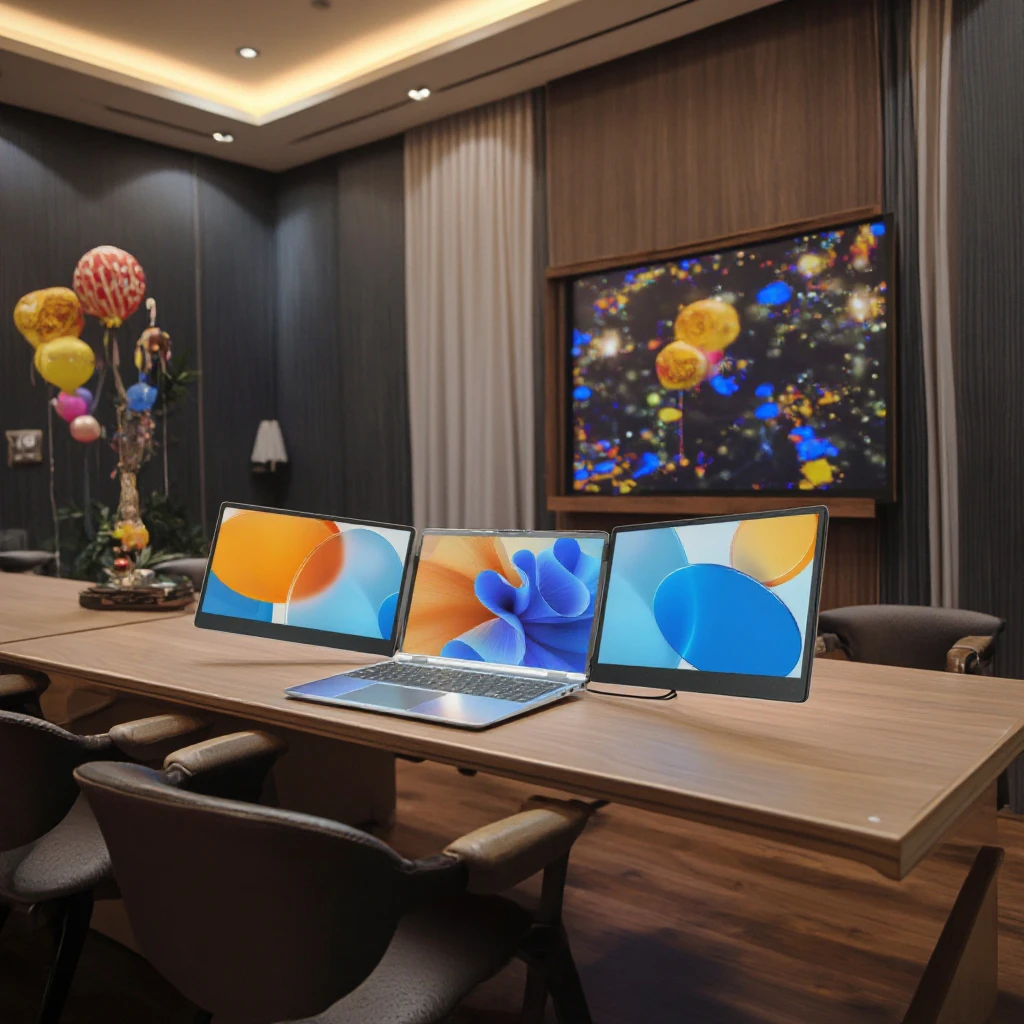 Monitores Portáteis S3 Monitor Triplo Portátil USB Monitor de Tela Tripla IPS de 14'' Polegadas para Computador