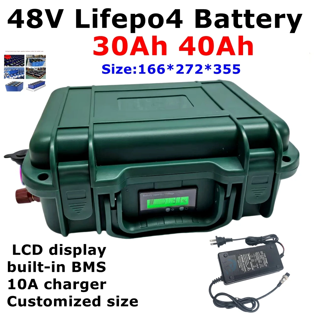 Batterie au lithium LiFePO4, 51.2V, 48V, 40Ah, 30Ah, cycle profond de sécurité pour scooter électrique AGV solaire 3500W, vélo M