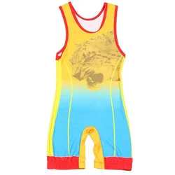 Wrestling Singlets Suit Boxing Triathlon One Piece Bodysuit Iron Men Gym Sport Fitness Weightlifting PowerLifting Skinsuit