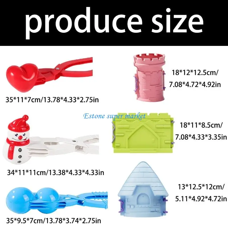 090B صانع كرات الثلج الجميل ملحقات لعبة قتال الثلج للأطفال في الهواء الطلق في فصل الشتاء نشاط الثلج ملقط نمذجة الثلج والرمل #6