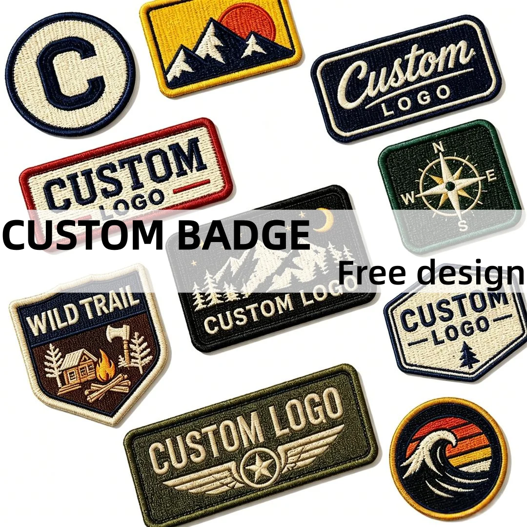 Personalized Custom Logo Embroidery Patches Vintage Outdoor Camping Landscape Iron On Badges For Jacket Hat Bag Decoration