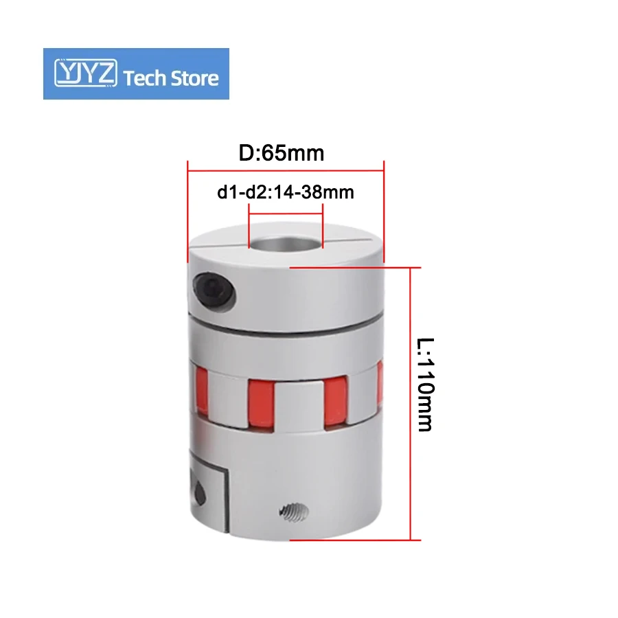 Jaw Type Coupler D65 L110 Aluminum Plum Flexible Shaft BW Coupling Motor Connector Solid Rubber Pad