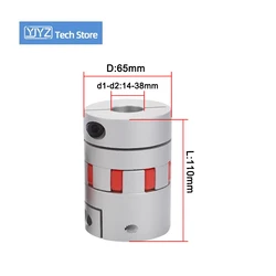Jaw Type Coupler D65 L110 Aluminum Plum Flexible Shaft BW Coupling Motor Connector Solid Rubber Pad