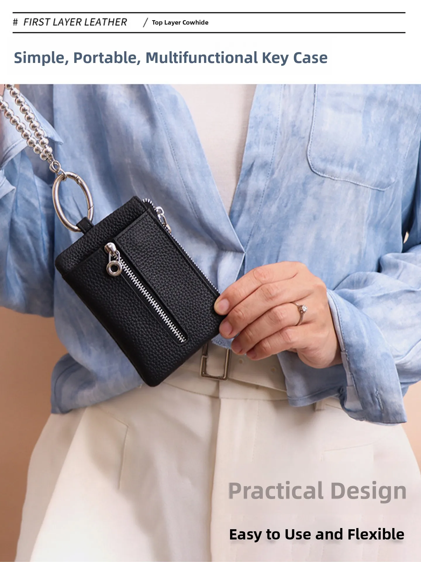 multi-functional-key-pouch-top-layer-cowhide-leather-new-advanced-ladies-wallet-key-pouch-two-in-one-luxury-sensation