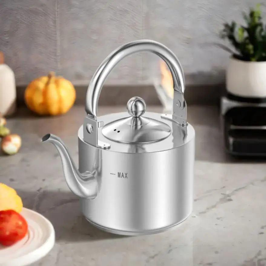 316 Stainless Steel Whistle Kettle, All Steel Teakettle with Tea Strainer, Home Restaurant Stainless Steel Teapot, 1.5L