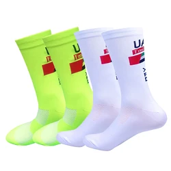 2 Pairs New 2025 UAE Cycling Socks Comfortable Running MTB Bike Socks High Quality Road Football Bicycle Socks