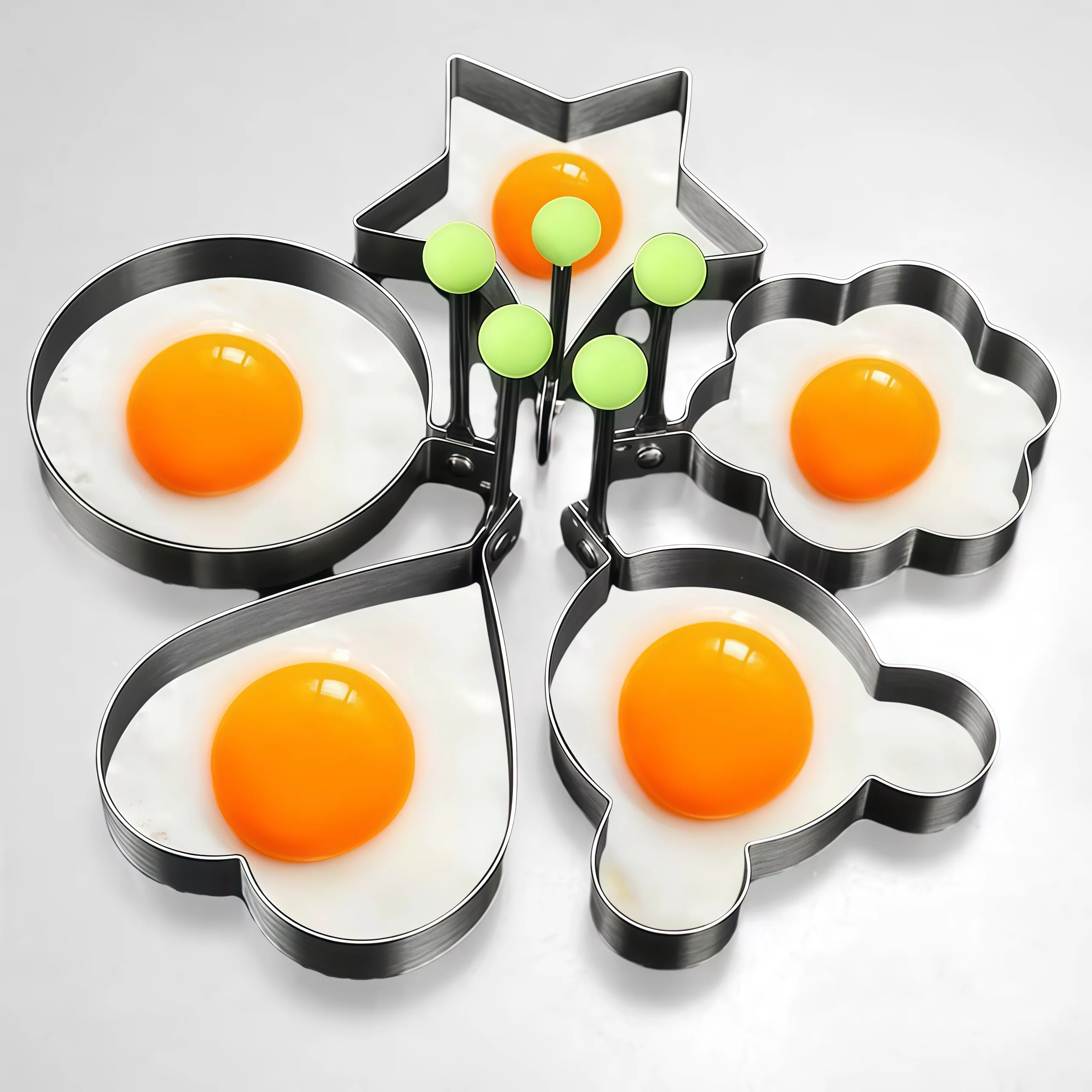 Moldes de Aço Inoxidável para Omelete, 1/4/5 Peças, Utensílios de Cozinha para Fazer Panquecas