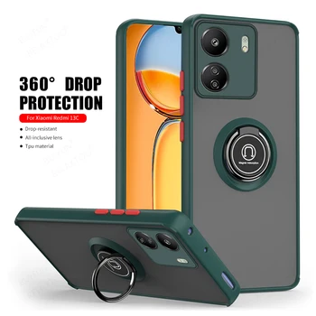 다기능 하드 PC 뒷면 커버, Redmi13C Redmi 13C 13 C C13 4G 케이스, 자석 거치대 링, 충격 방지 Coque PocoC65 Poco C65 4G