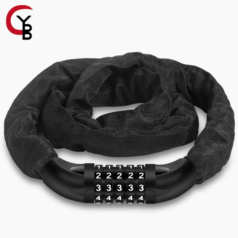 

Bike Chain Lock, 5 Digit Combination Heavy Duty Anti Theft Bicycle Long Security Resettable Locks for Scooter, Motorcycle, Door