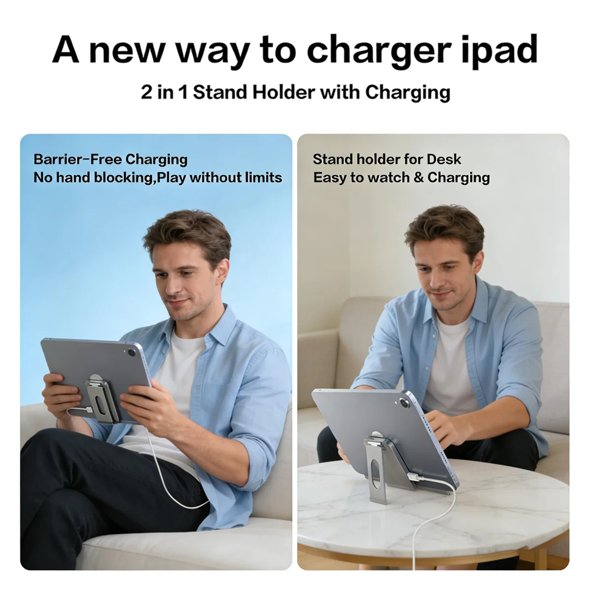 Magnetic Wireless Charger Stand for iPad 10th Gen & 11th Gen (A14/A16), 18W Fast Charging with USB-C Cable