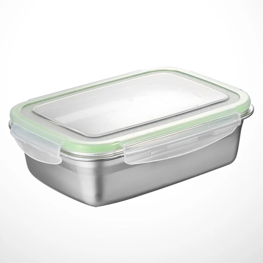 Stainless Steel Lunch Box Sealing Crisper Heat Insulation Food Container for Home Office (Green, 550ML)